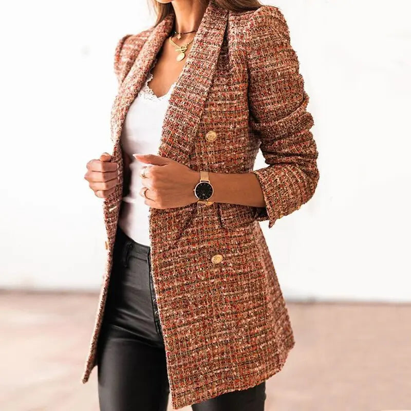 Luxe Check Double-Breasted Blazer Jasmine's Boutique Australia