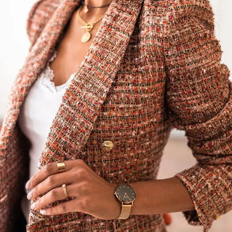 Luxe Check Double-Breasted Blazer Jasmine's Boutique Australia