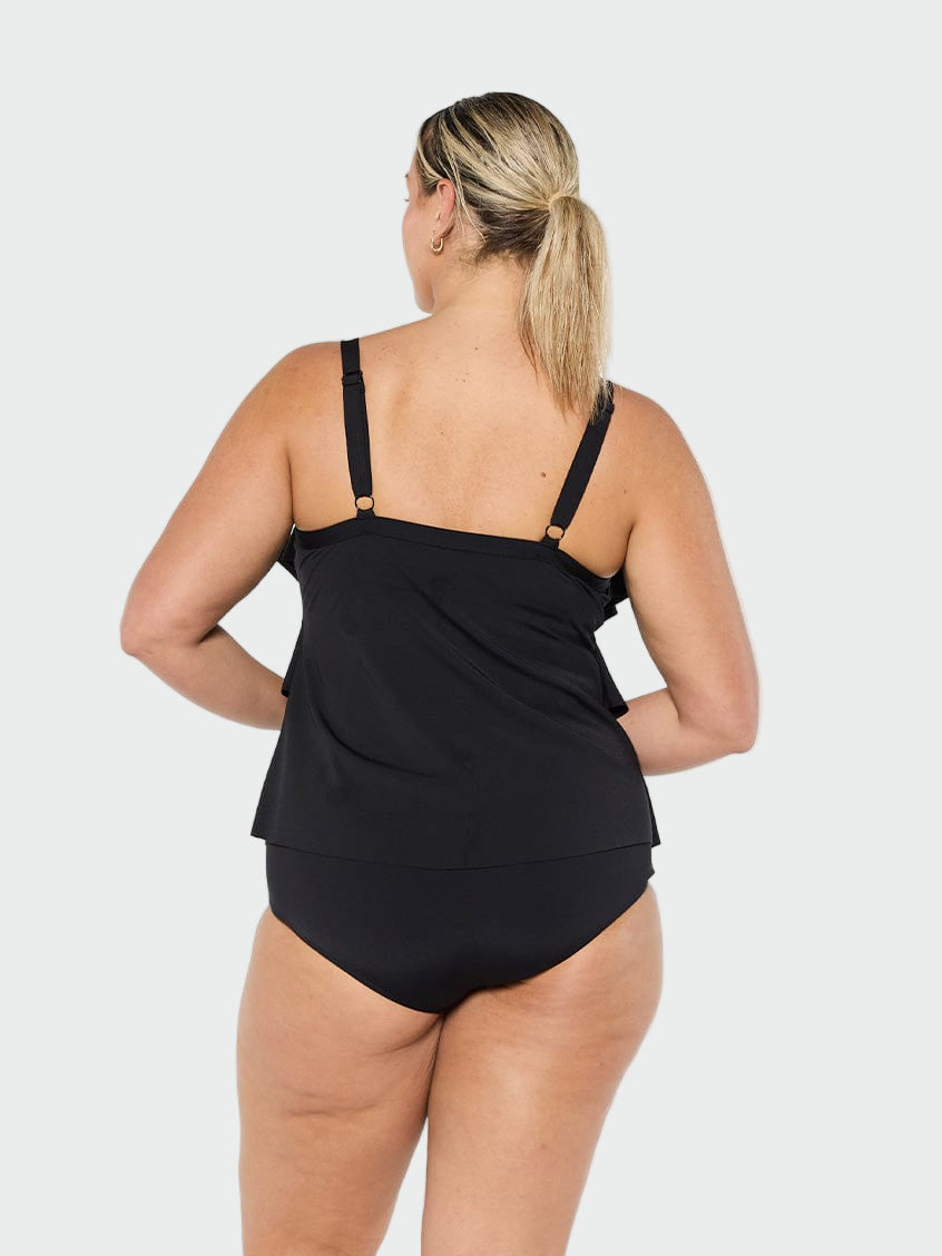 Chlorine Resistant Black 3 Tier Tankini Top Jasmine's Boutique Australia