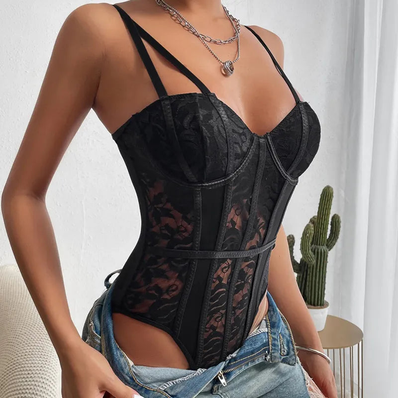 Seraphina Noir Lace Corset Bodysuit Jasmine's Boutique Australia