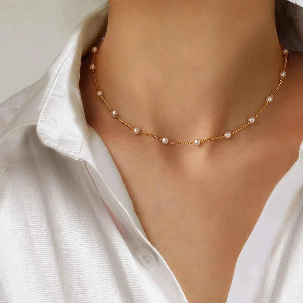 Small Pearl Necklace in Gold Jasmine's Boutique Australia