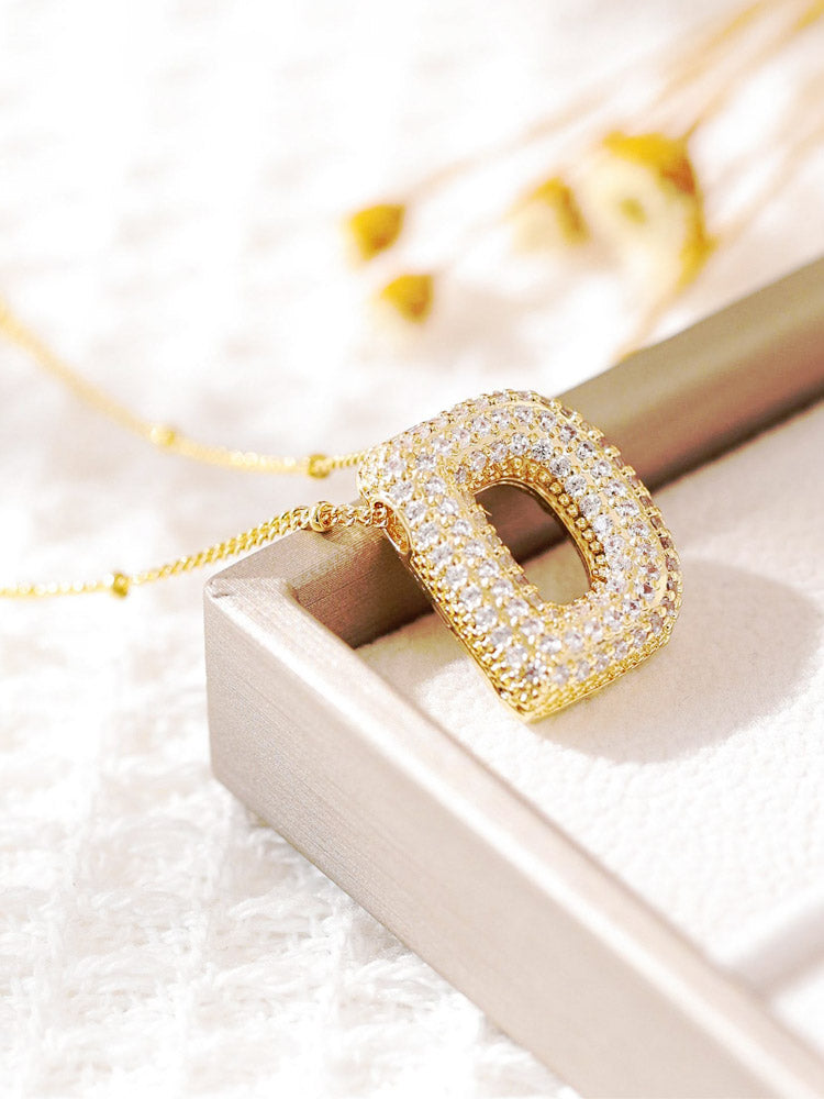 Pavé Bubble Letter Monogram Necklace Jasmine's Boutique Australia