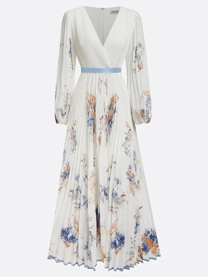 Long Dress with Puff Sleeves and V-Neck Jasmine's Boutique Australia