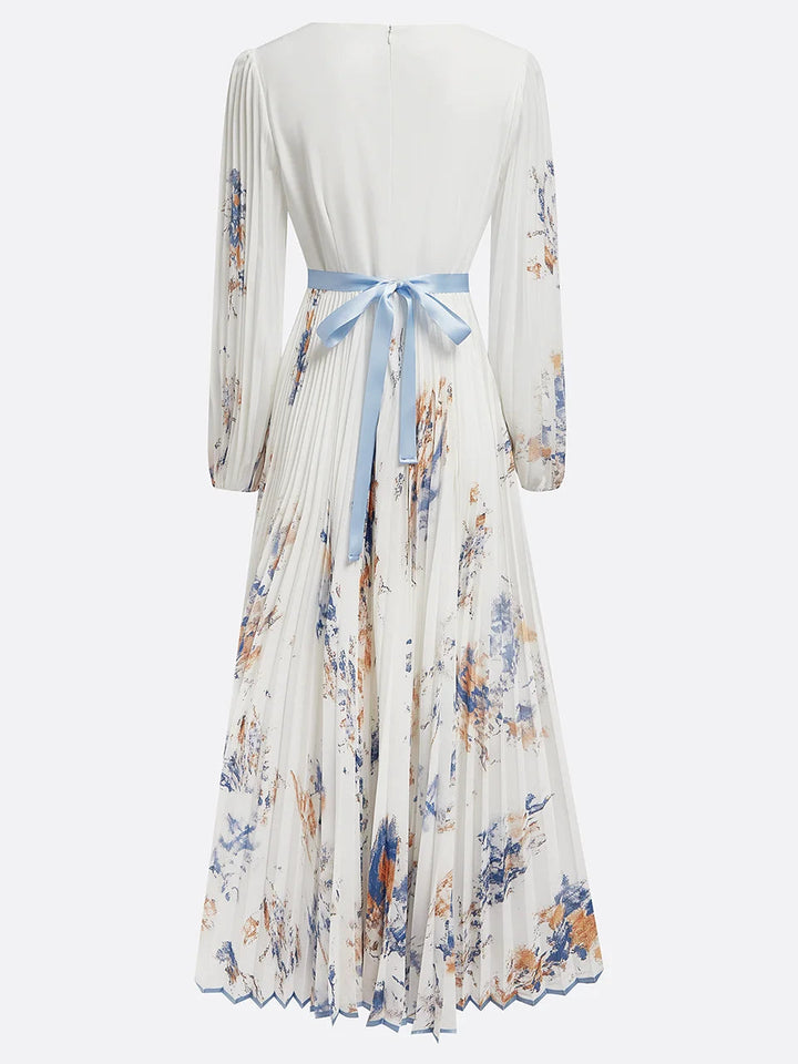 Long Dress with Puff Sleeves and V-Neck Jasmine's Boutique Australia