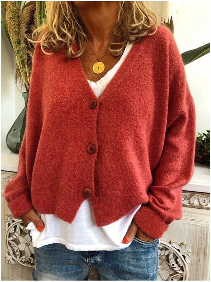 Erin | Elegant Knit Cardigan  Liora Lane Boutique #1704 Shannon Orange Red / UK 18-20 (3XL) 29.95