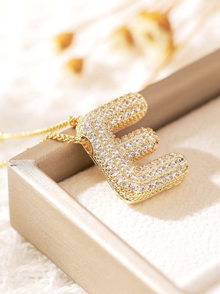 Pavé Bubble Letter Monogram Necklace Jasmine's Boutique Australia