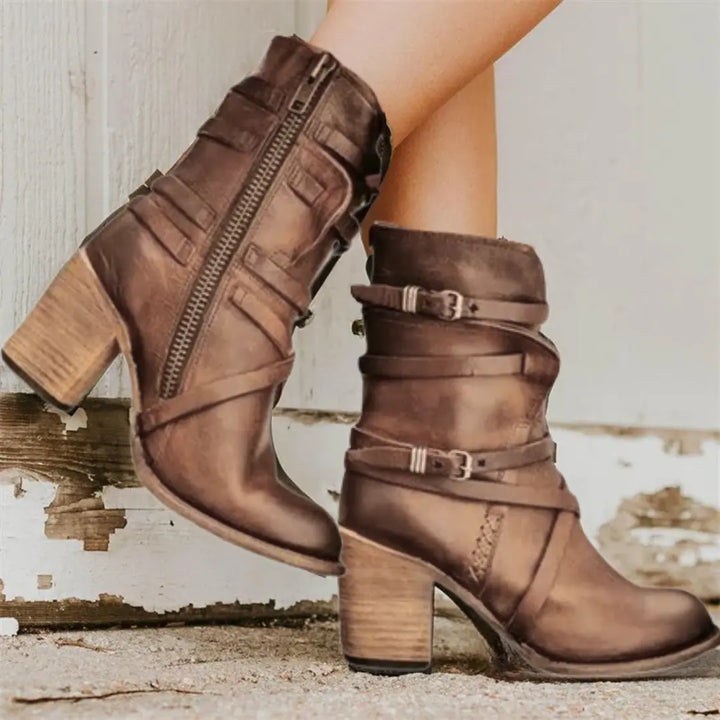 Sierra Buckle Block Heel Boots  html Copy Edit Jasmine's Boutique Australia