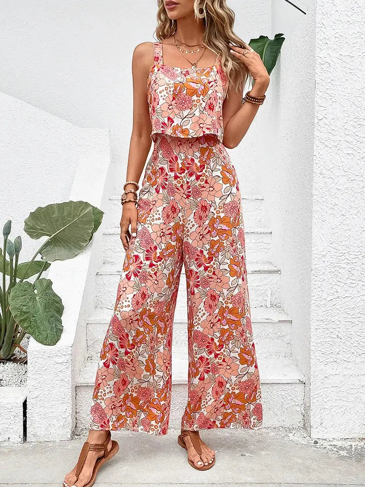 Sunset Bloom Wide-Leg Jumpsuit Jasmine's Boutique Australia