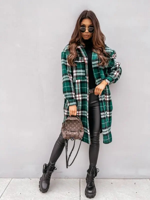 Oversized Plaid Button-Up Coat Jasmine's Boutique Australia