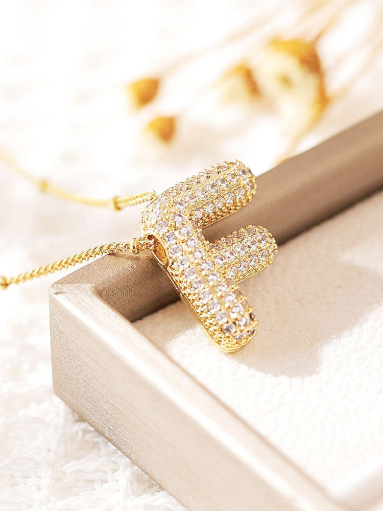 Pavé Bubble Letter Monogram Necklace Jasmine's Boutique Australia