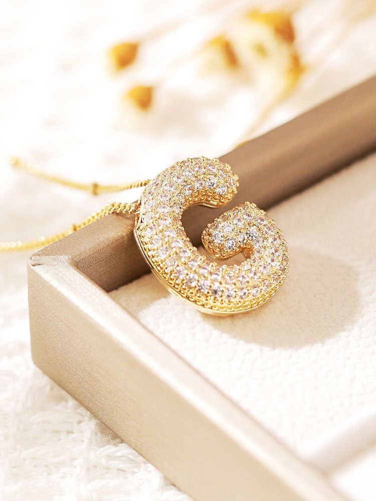 Pavé Bubble Letter Monogram Necklace Jasmine's Boutique Australia