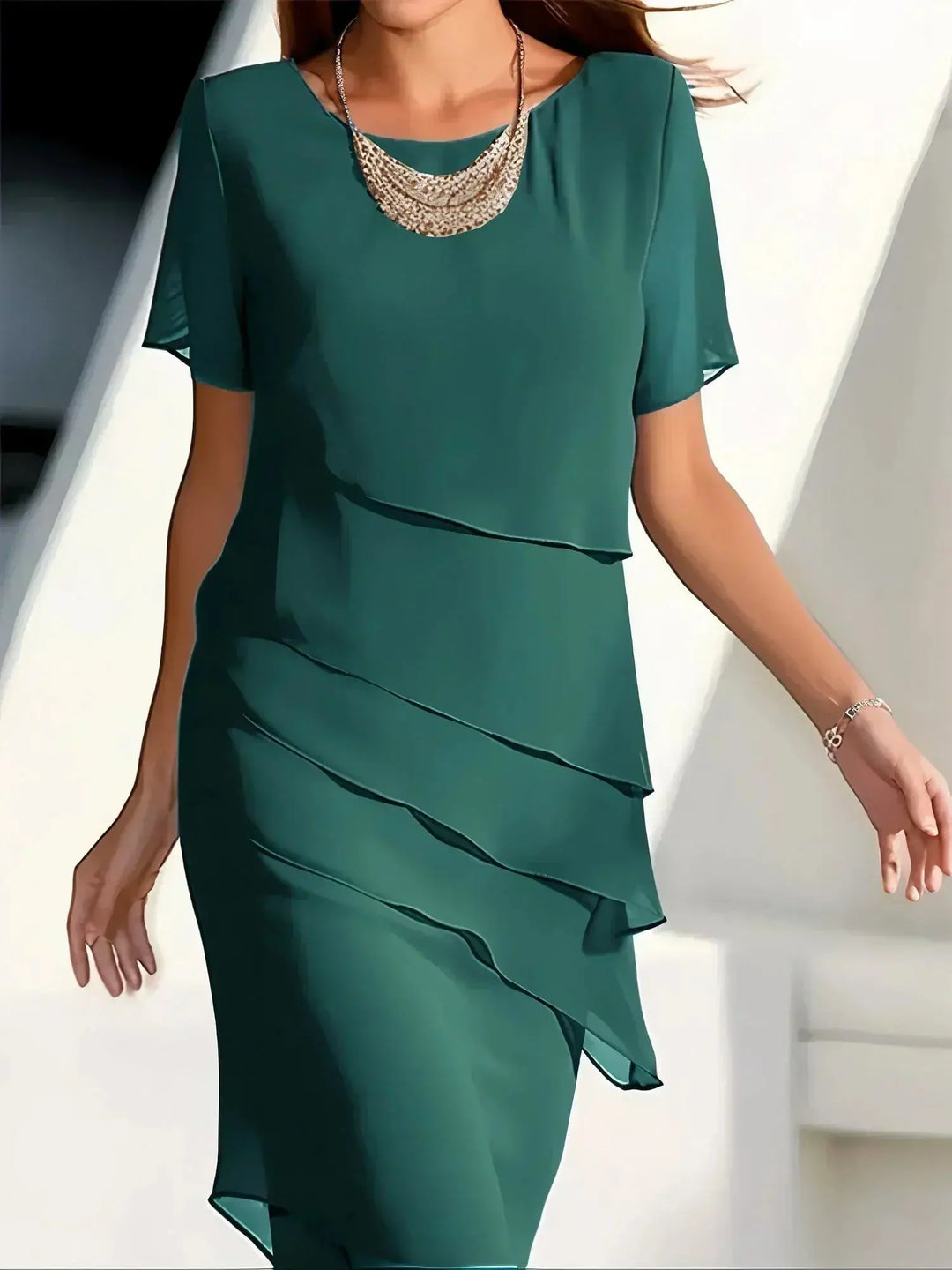 Midnight Elegance Layered Chiffon Dress Jasmine's Boutique Australia