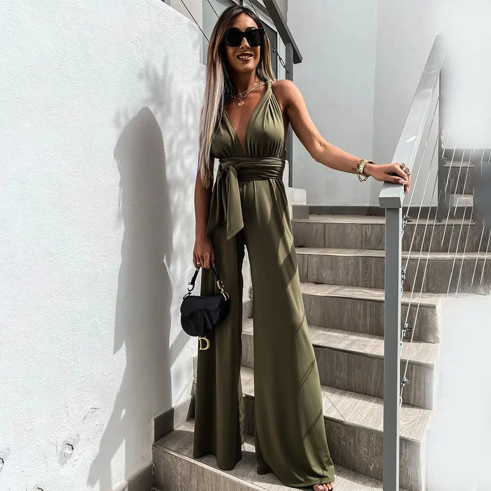 Satin Wrap Wide-Leg Jumpsuit Jasmine's Boutique Australia