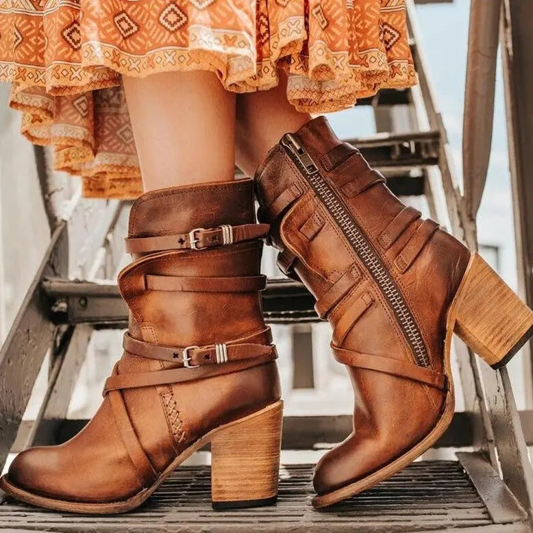 Sierra Buckle Block Heel Boots  html Copy Edit Jasmine's Boutique Australia