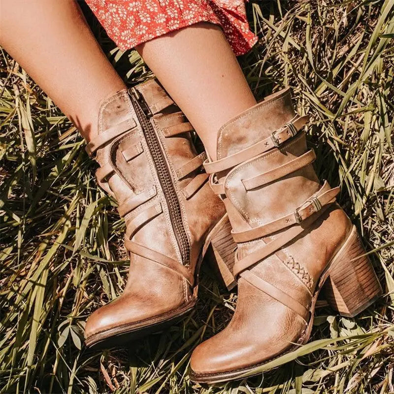 Sierra Buckle Block Heel Boots  html Copy Edit Jasmine's Boutique Australia
