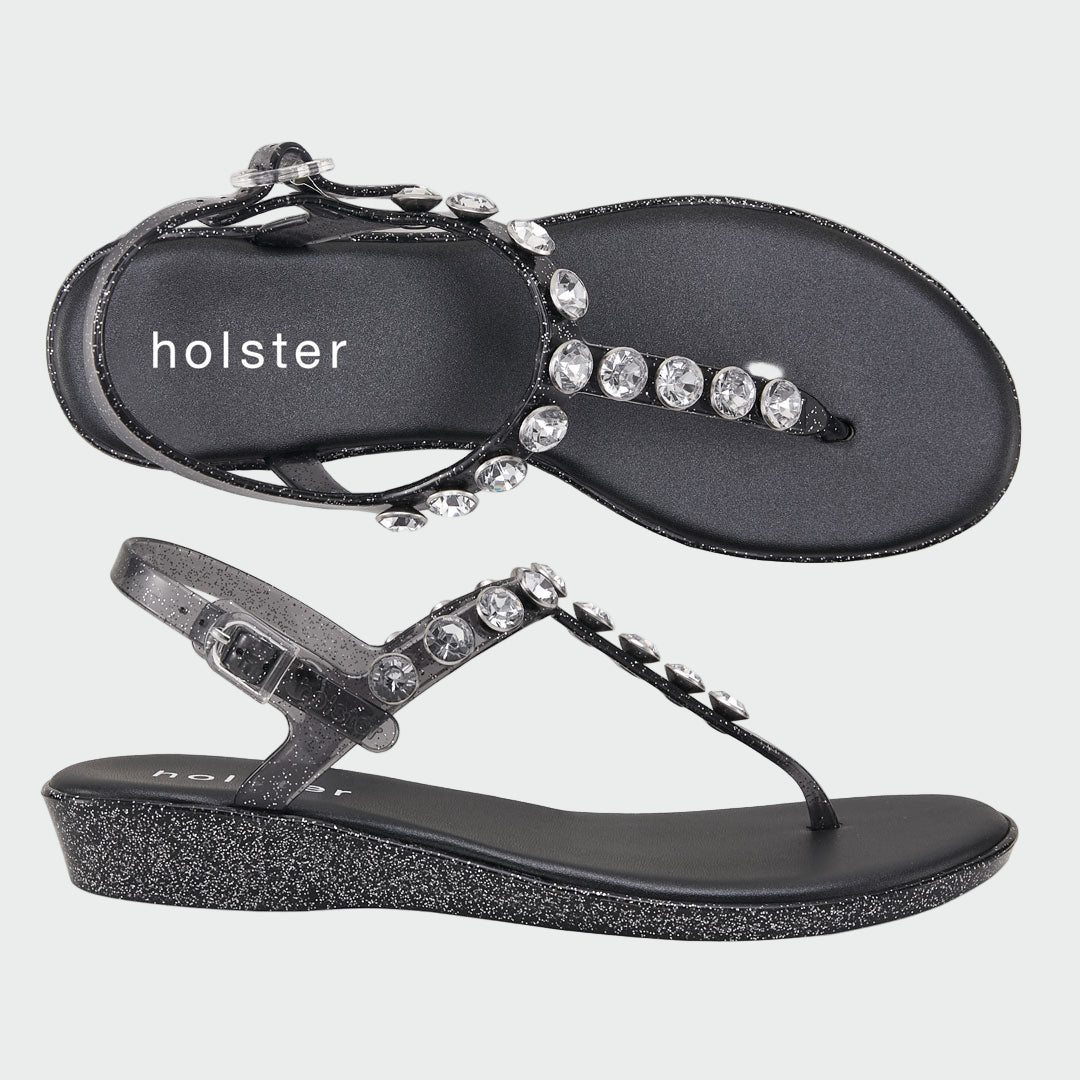 Holster Charcoal Jewel T-Strap Sandals Jasmine's Boutique Australia