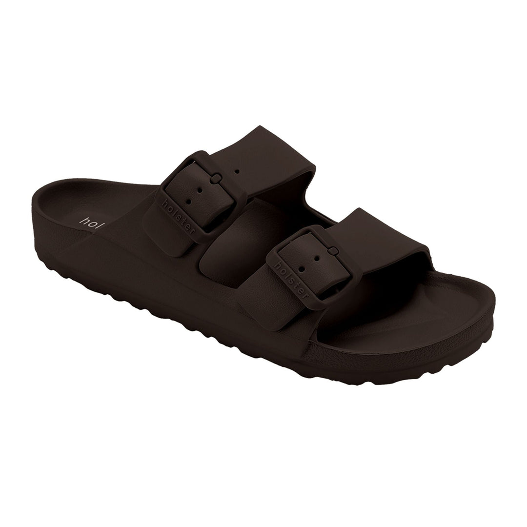 Chocolate Double Buckle Slide Sandals Jasmine's Boutique Australia