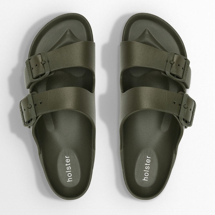 Khaki Double Buckle Slide Sandals Jasmine's Boutique Australia