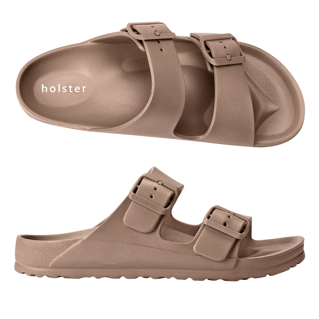 Neutral Double Buckle Comfort Slide Sandals Jasmine's Boutique Australia