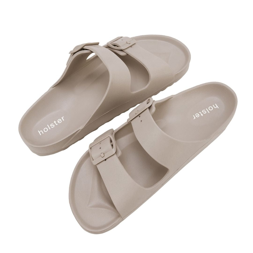 Beige Double Buckle Slide Sandals Jasmine's Boutique Australia