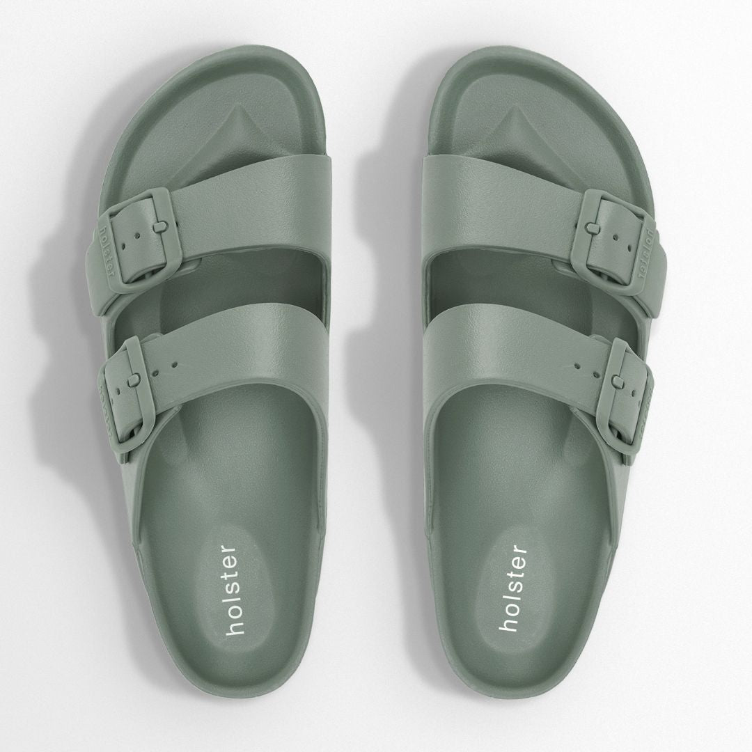 Sage Green Double Buckle Slide Sandals Jasmine's Boutique Australia