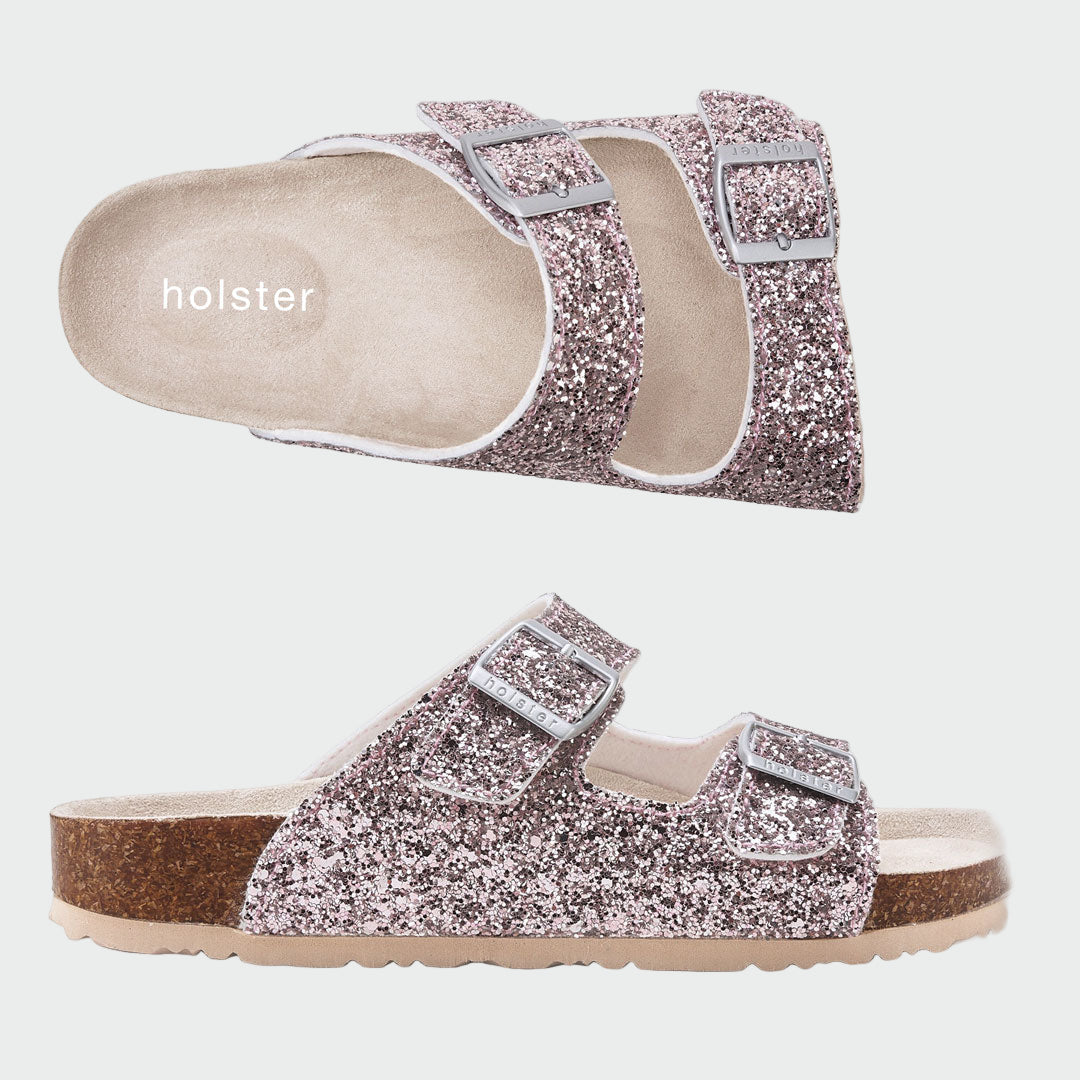 Rose Glitter Buckle Slides Jasmine's Boutique Australia