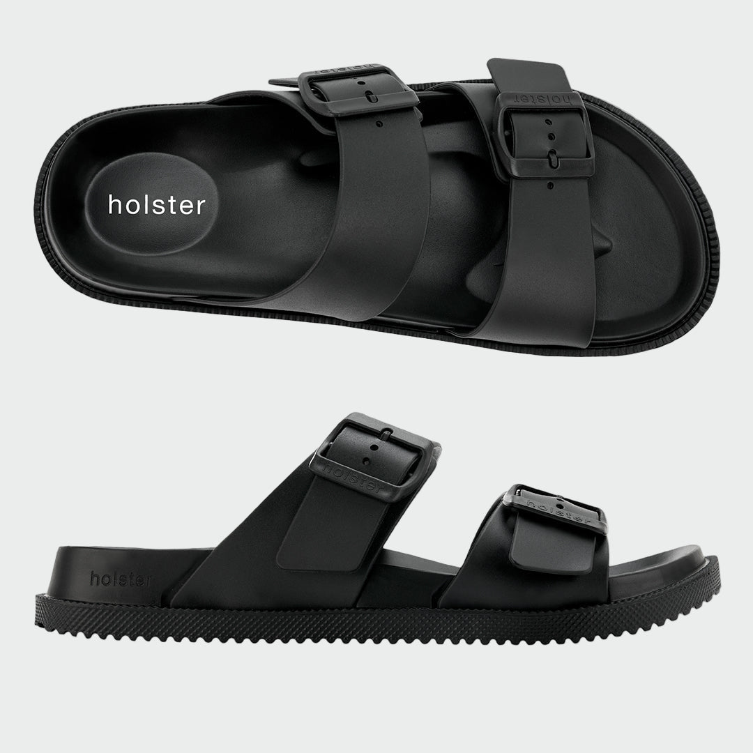 Classic Black Double Buckle Sandals Jasmine's Boutique Australia