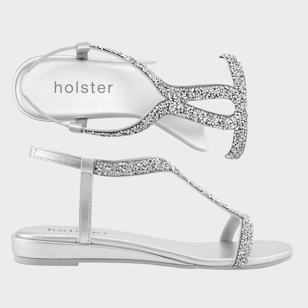 Strut Low Wedge - Silver Jasmine's Boutique Australia