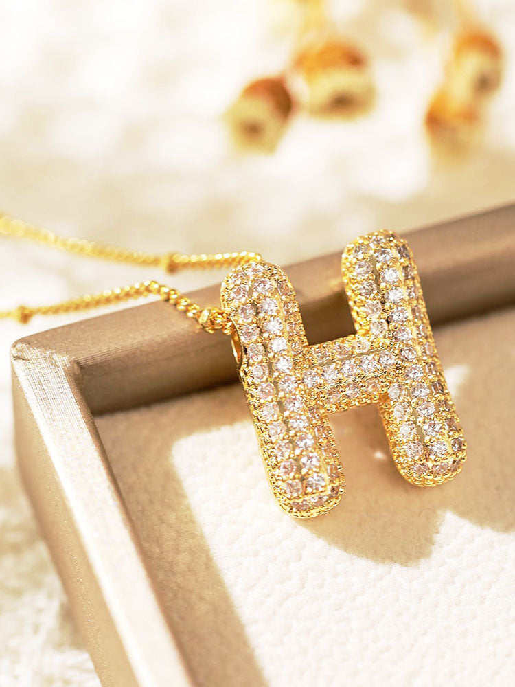 Pavé Bubble Letter Monogram Necklace Jasmine's Boutique Australia