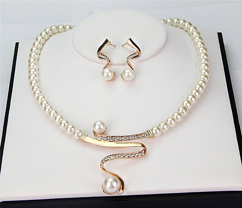 Natural Pearl Necklace + Earrings Set Jasmine's Boutique Australia