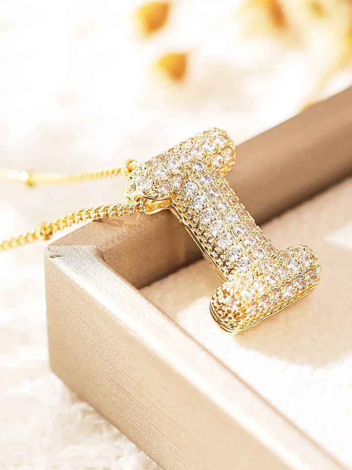 Pavé Bubble Letter Monogram Necklace Jasmine's Boutique Australia