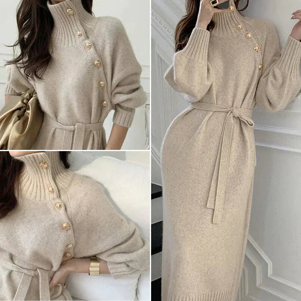 Luxe Knit Button-Detail Sweater Dress Jasmine's Boutique Australia