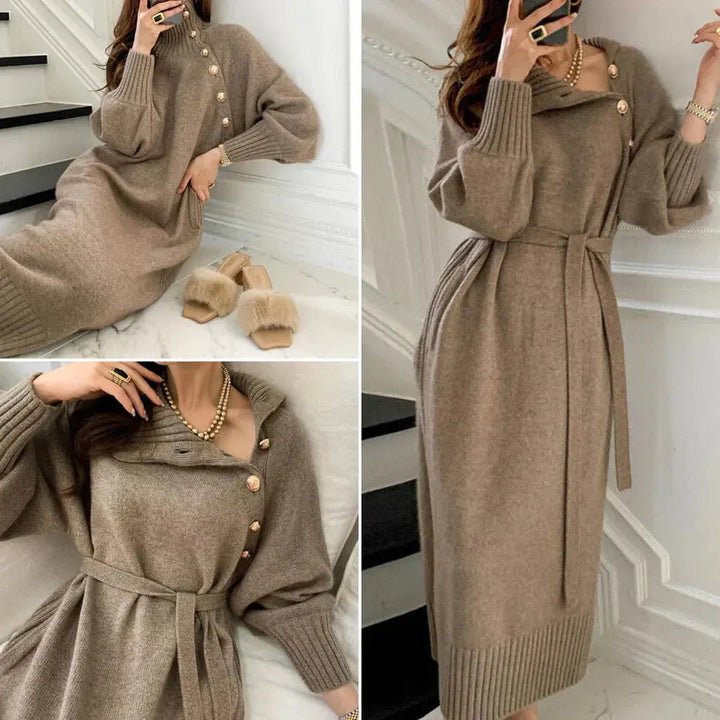 Luxe Knit Button-Detail Sweater Dress Jasmine's Boutique Australia