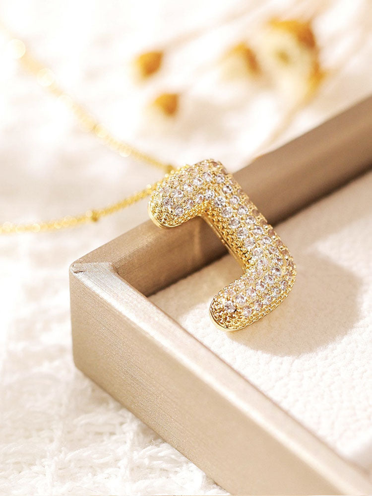 Pavé Bubble Letter Monogram Necklace Jasmine's Boutique Australia