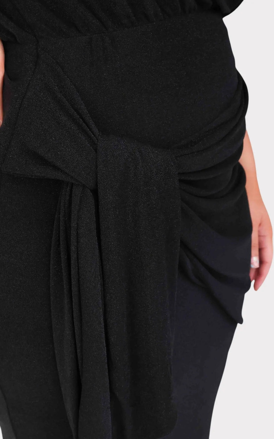 Black Asymmetric Off-Shoulder Wrap Tie Split Midi Dress Jasmine's Boutique Australia