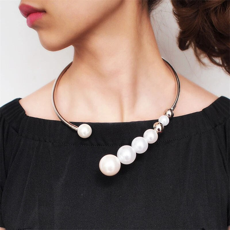 Large Pearls Necklace in Gold and Silver Jasmine's Boutique Australia