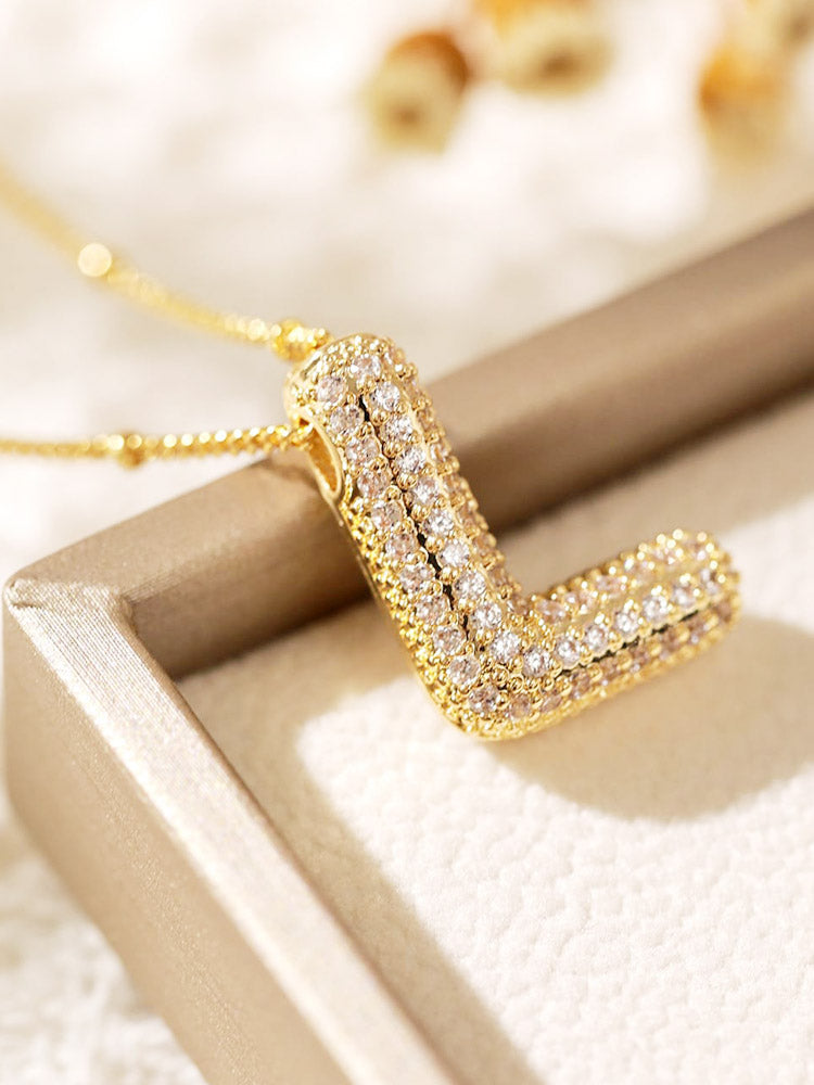 Pavé Bubble Letter Monogram Necklace Jasmine's Boutique Australia