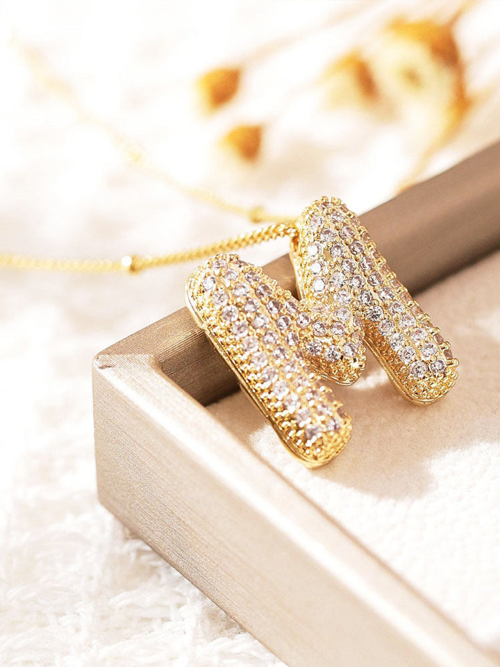 Pavé Bubble Letter Monogram Necklace Jasmine's Boutique Australia