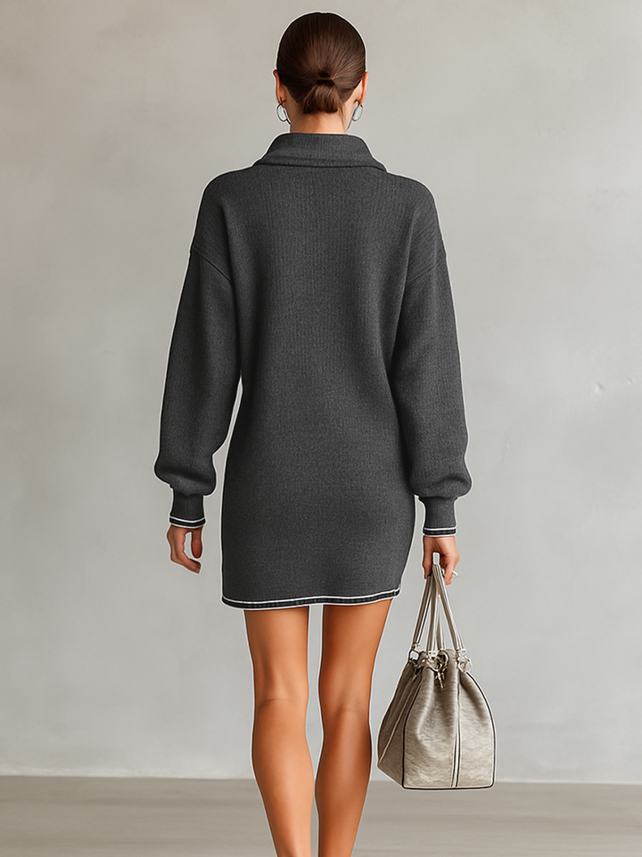 Wide Knit Mini Dress with Polo Collar and Zip Jasmine's Boutique Australia