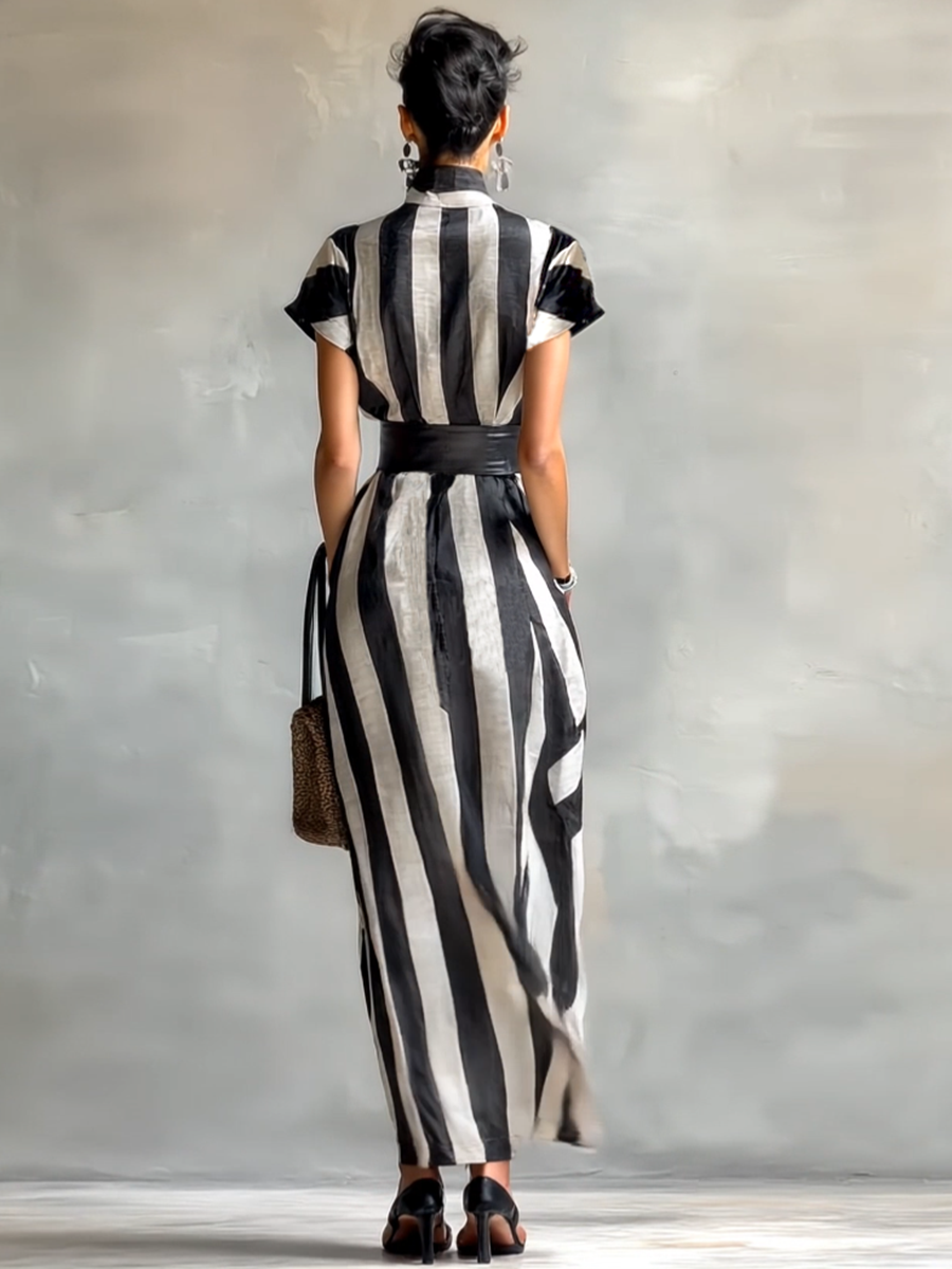 Maxi Chiffon Dress with High Neck and Short Sleeves Jasmine's Boutique Australia