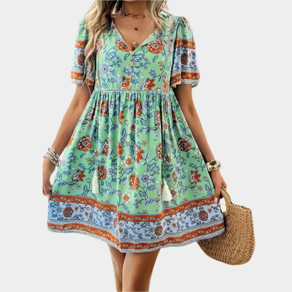 Airy Bohemian Dress with Pattern and Embroidery Jasmine's Boutique Australia