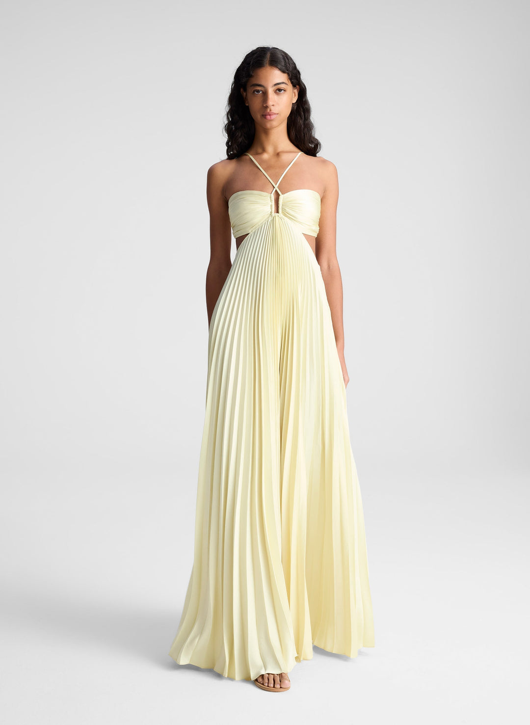 Golden Radiance Pleated Halter Maxi Dress Jasmine's Boutique Australia