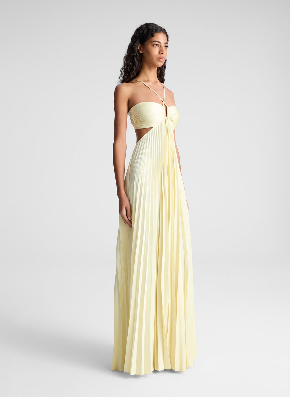 Golden Radiance Pleated Halter Maxi Dress Jasmine's Boutique Australia