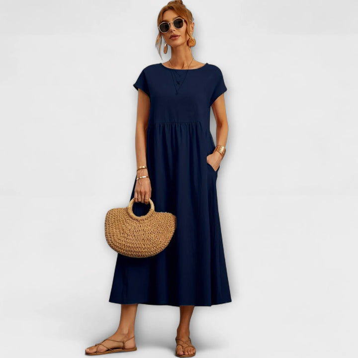 Midi Dress with Simple Line and Side Pockets Jasmine's Boutique Australia