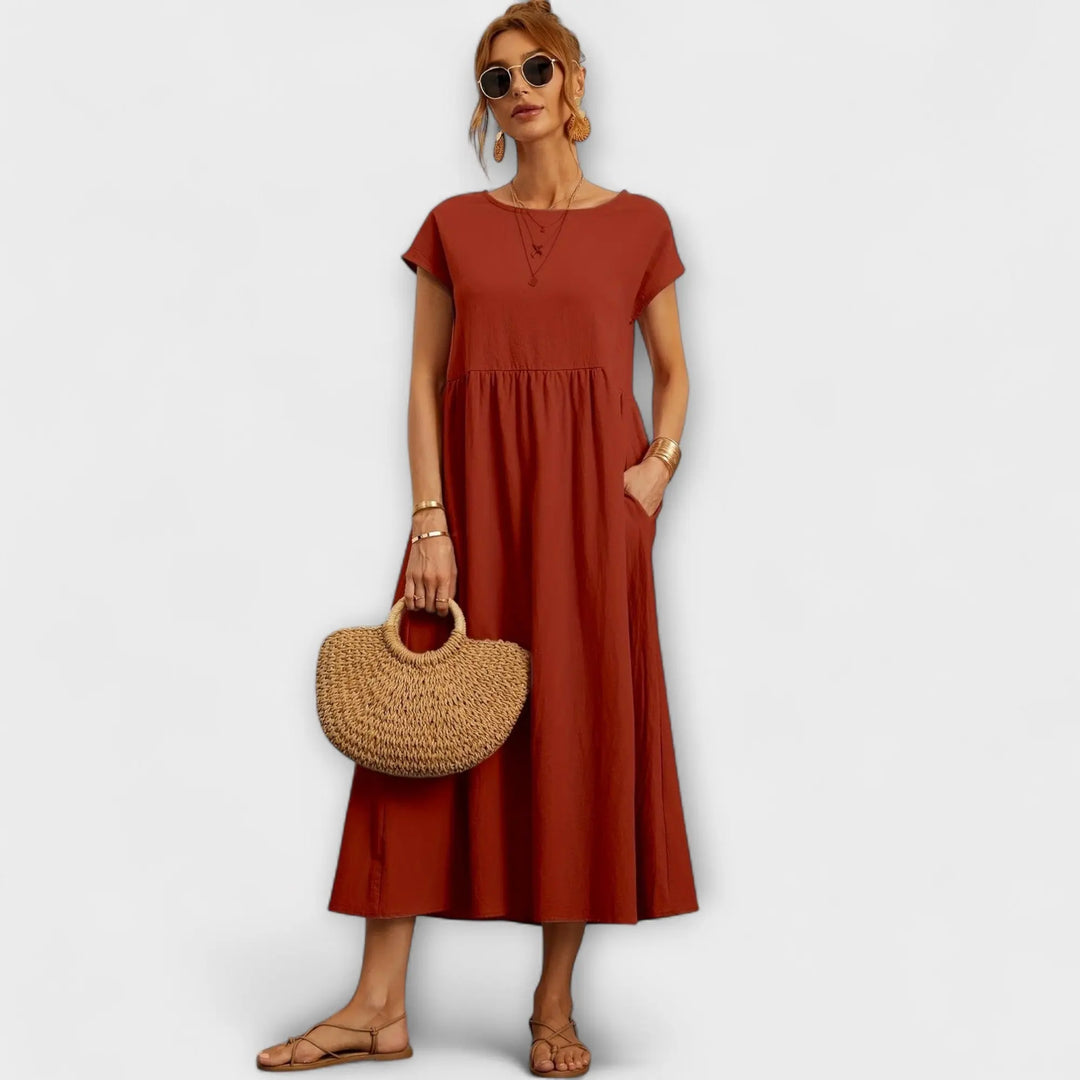 Midi Dress with Simple Line and Side Pockets Jasmine's Boutique Australia