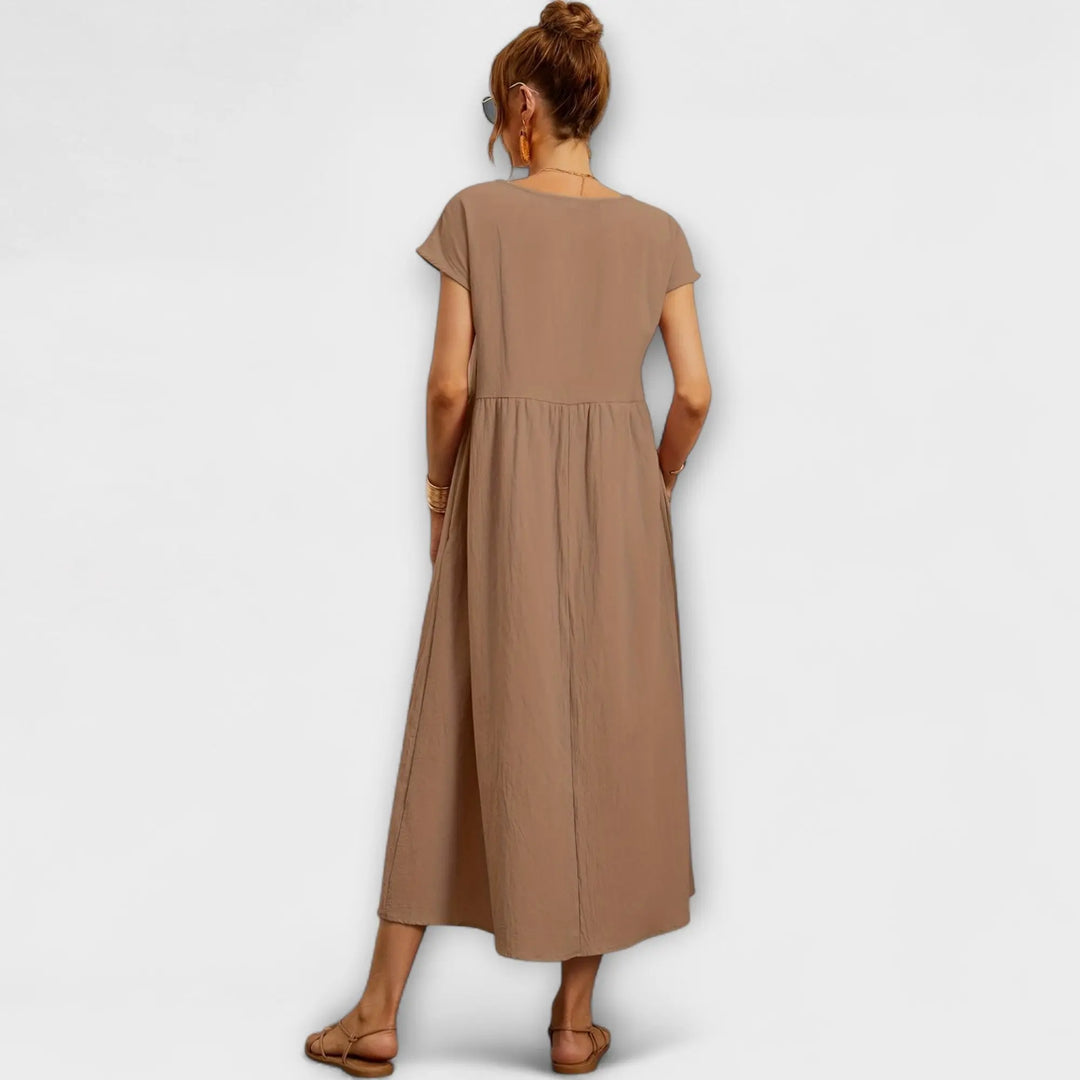 Midi Dress with Simple Line and Side Pockets Jasmine's Boutique Australia