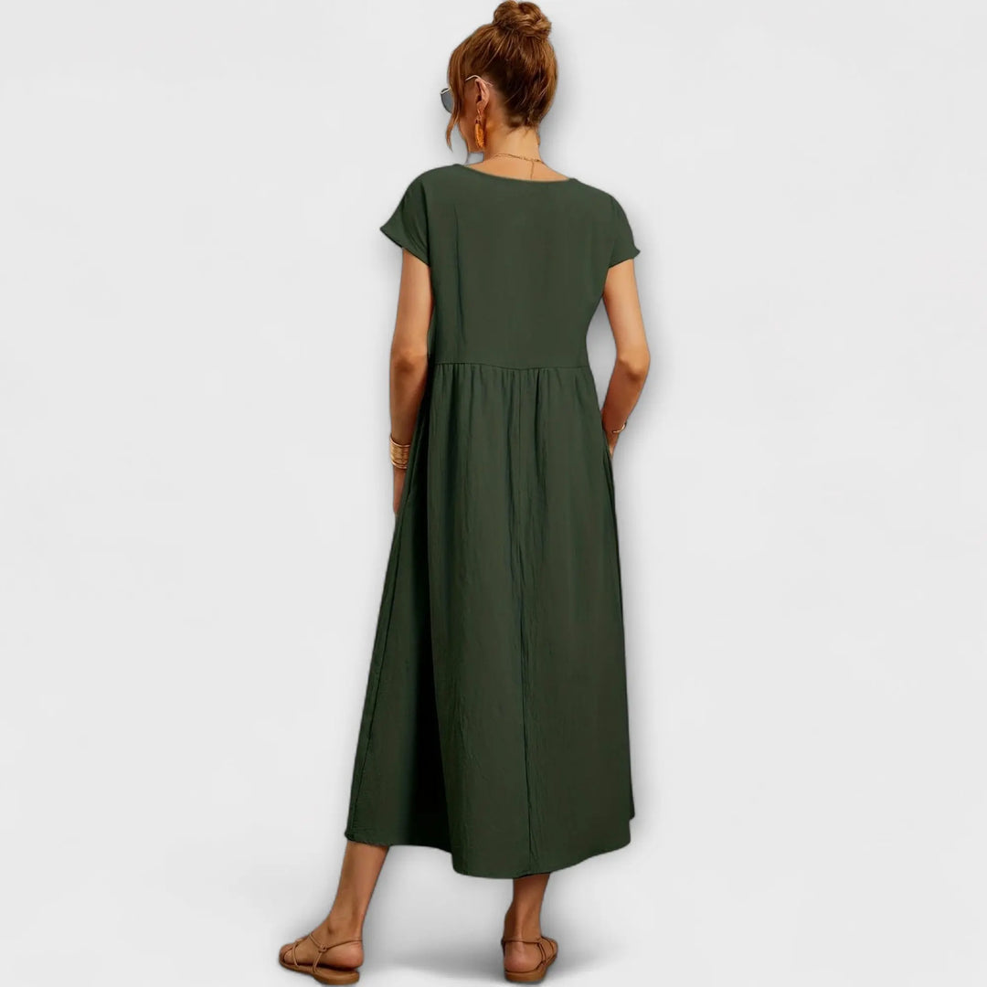 Midi Dress with Simple Line and Side Pockets Jasmine's Boutique Australia
