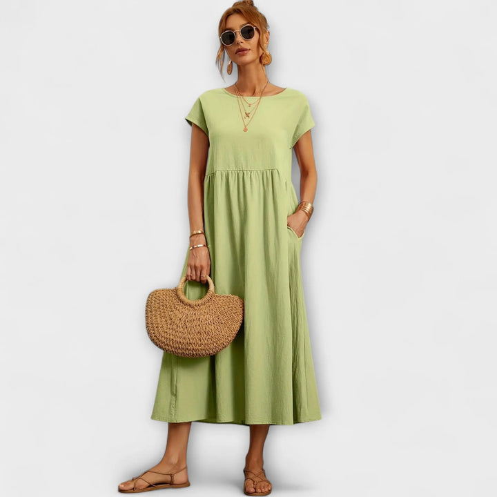 Midi Dress with Simple Line and Side Pockets Jasmine's Boutique Australia