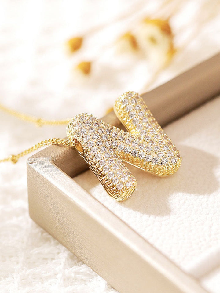 Pavé Bubble Letter Monogram Necklace Jasmine's Boutique Australia
