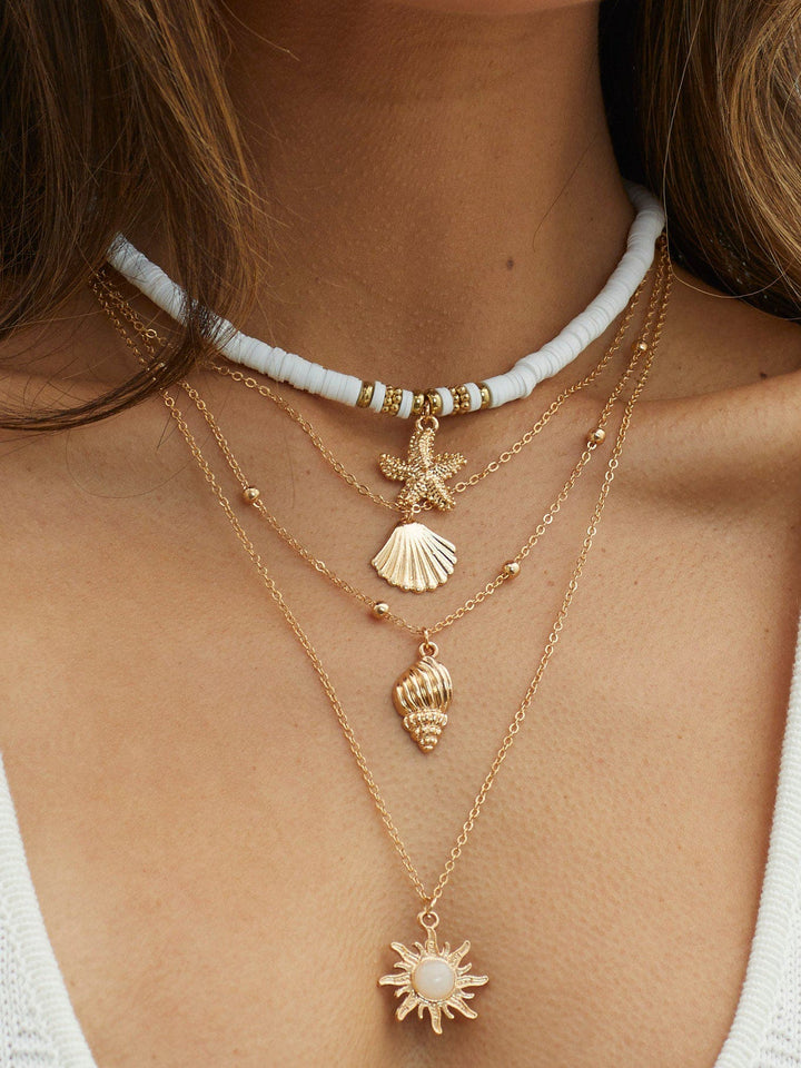 Gold Multi-Layer Starfish Necklace with South Pacific Shell Jasmine's Boutique Australia